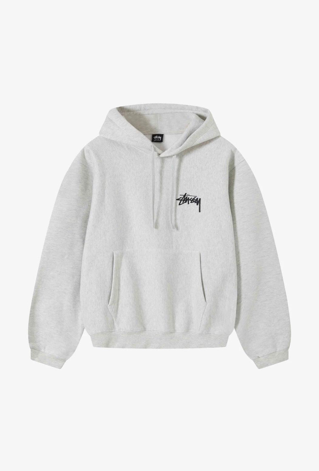 Stüssy Ash Heather Grey 8-Ball Cherries Hooded Sweatshirt – Graphic Pullover with Front Logo