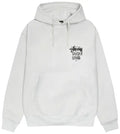 Stüssy Ash Grey Tough Gear Hooded Sweatshirt – Graphic Pullover with Front and Back Branding