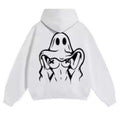 Ghost Graphic Hoodie – Spooky Streetwear Sweatshirt, Black & White Unisex Pullover