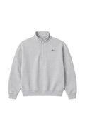 Alo Yoga men's and women's heather grey quarter-zip fleece sweatshirt with a half-zip design and cozy pullover fit.