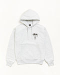 Stüssy Ash Heather Grey World Tour Hooded Sweatshirt – Graphic Pullover with City Print