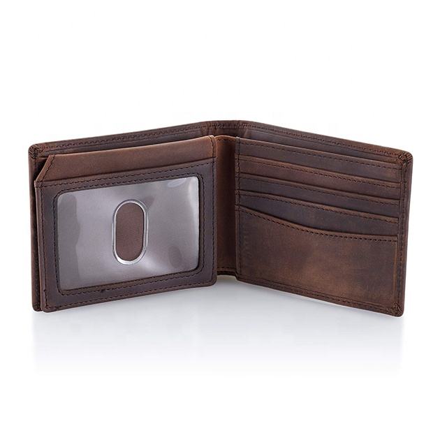 OEM & ODM Vintage RFID Cow Leather Minimalist Wallet for Men