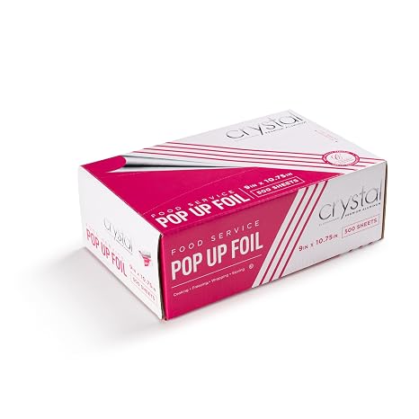Crystal by crystalware FPU9103000B Premium Aluminum Foil Pop Up Sheets, 9" x 10.75" 500 Sheets