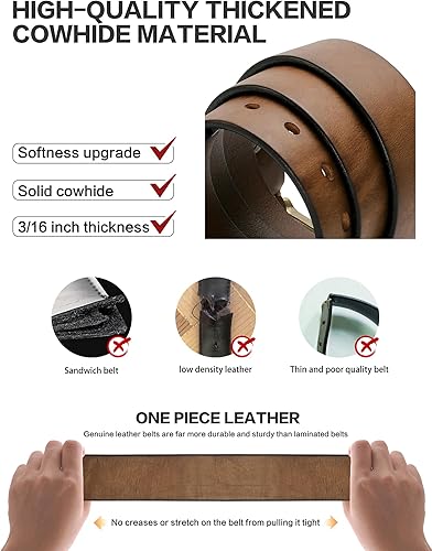 New Adjustable Waist Cowhide Leather Belt with Steel Buckle – High-Quality Casual Wear