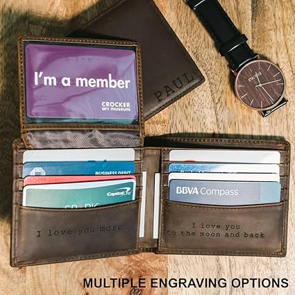 Personalized Engraved Leather Wallet – Anniversary Gift for Him