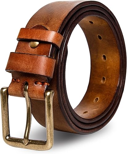 New Adjustable Waist Cowhide Leather Belt with Steel Buckle – High-Quality Casual Wear