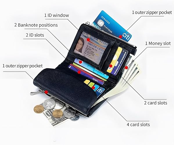 Unisex Pebble Leather Wallet – 5.3 Inch Short Genuine Leather Coin & Card Holder Clutch