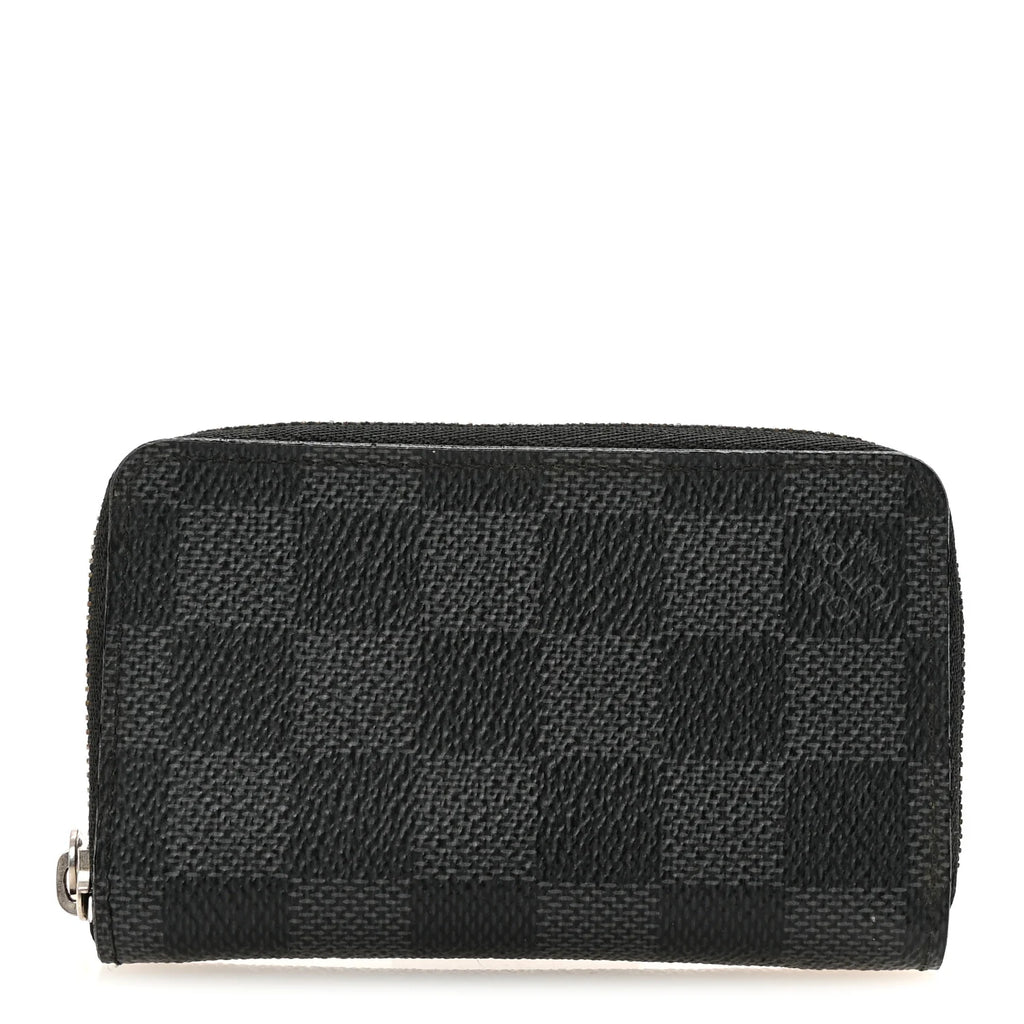 Louis Vuitton Damier Graphite Zippy Coin Purse N60067 | Men's Designer Compact Zip Wallet Set