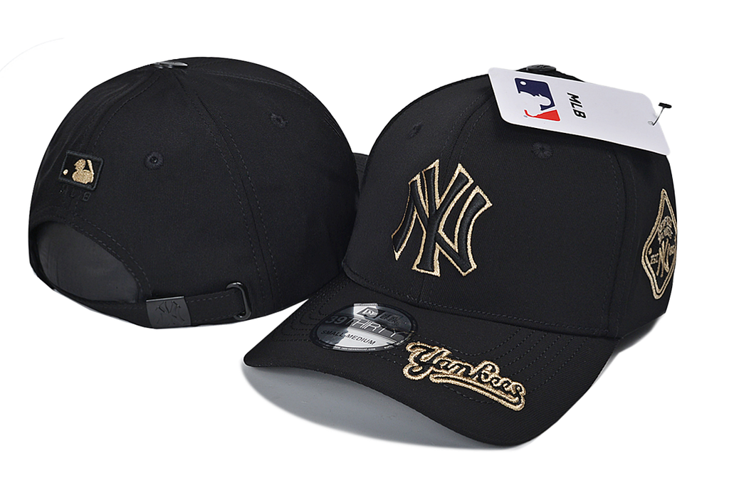 MLB New York Yankees Gold Embroidered Baseball Cap | Premium 39THIRTY Unisex Strapback