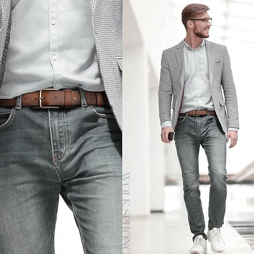 New Adjustable Waist Cowhide Leather Belt with Steel Buckle – High-Quality Casual Wear