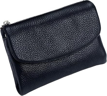 Unisex Pebble Leather Wallet – 5.3 Inch Short Genuine Leather Coin & Card Holder Clutch