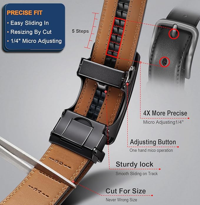 Men’s Genuine Cowhide Leather Belt for Dress Pants