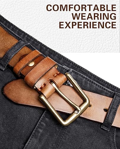 New Adjustable Waist Cowhide Leather Belt with Steel Buckle – High-Quality Casual Wear