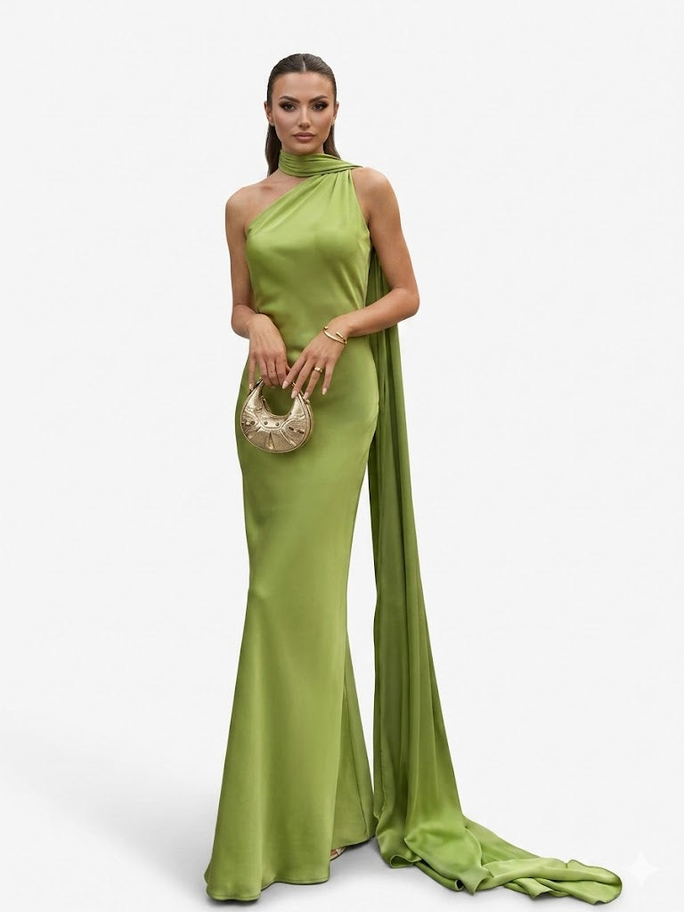 Sexy Satin Ribbon Party Dress Women Elegant Halter Backless 024 Summer Solid Robe Gown