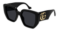Gucci Oversized Square Sunglasses – Black Acetate Frame with Gold Interlocking Double G Logo
