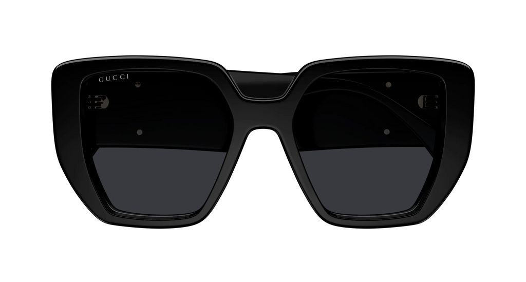 Gucci Oversized Square Sunglasses – Black Acetate Frame with Gold Interlocking Double G Logo