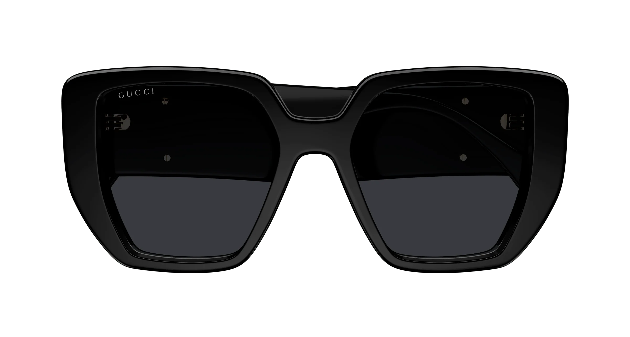 Gucci Oversized Square Sunglasses – Black Acetate Frame with Gold Interlocking Double G Logo