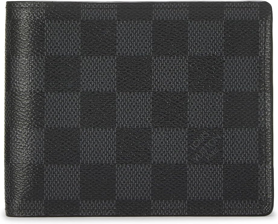 Black checkered wallet with brand logo on a white background