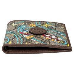 Decorative wallet with colorful patterns on a white background