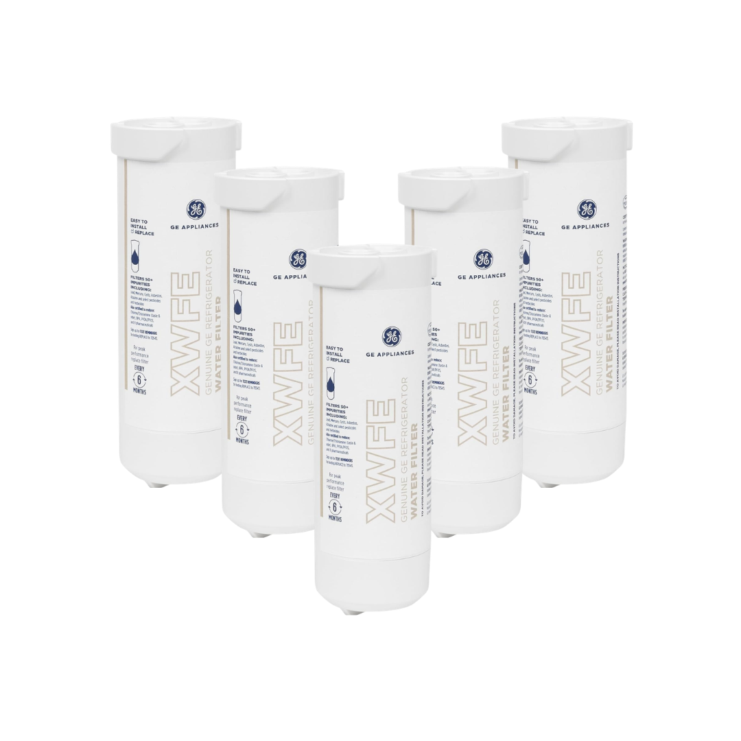 GE XWFE Refrigerator Water Filter, Genuine Replacement Filter, Certified to Reduce Lead, Sulfur, and 50+ Other Impurities, Replace Every 6 Months for Best Results