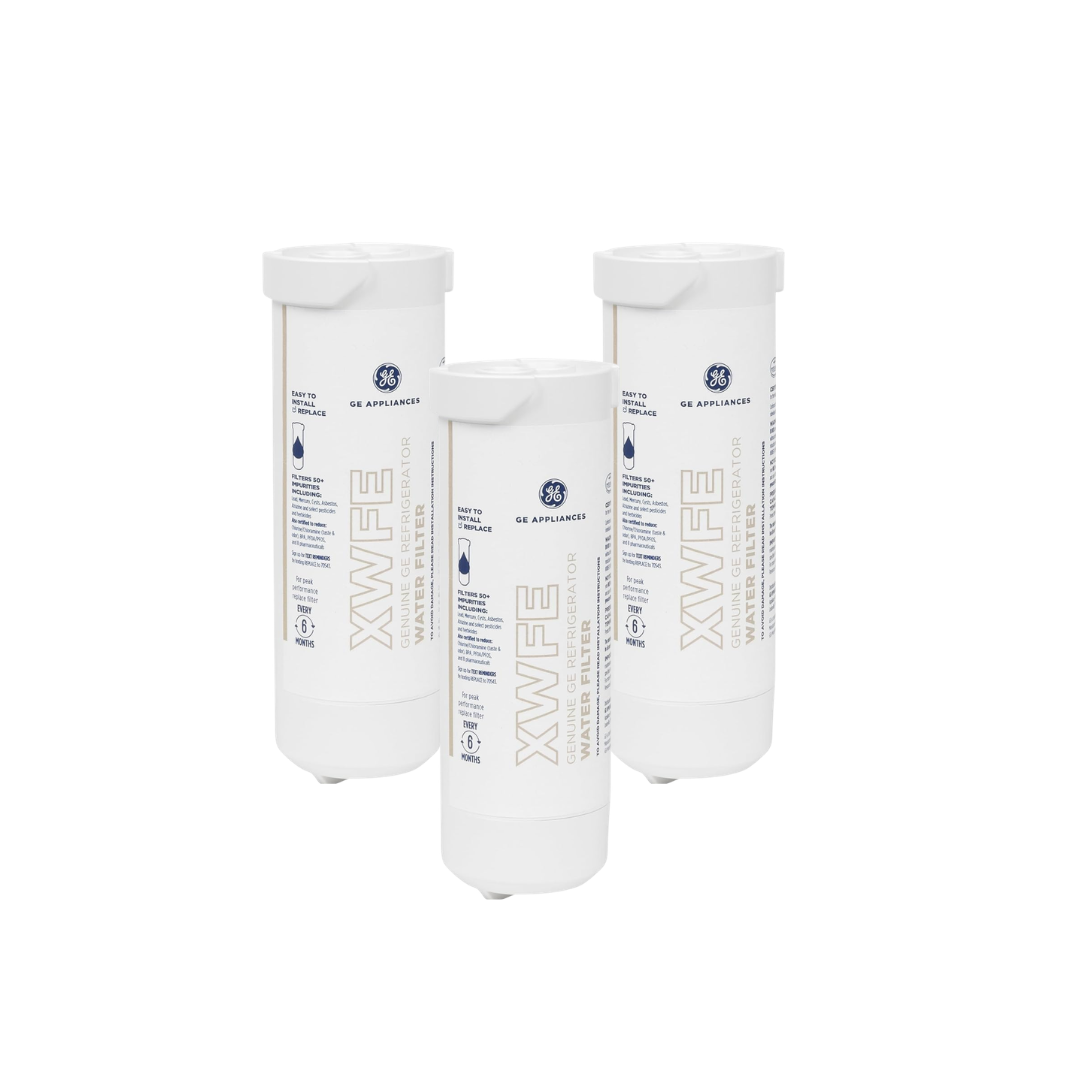 GE XWFE Refrigerator Water Filter, Genuine Replacement Filter, Certified to Reduce Lead, Sulfur, and 50+ Other Impurities, Replace Every 6 Months for Best Results