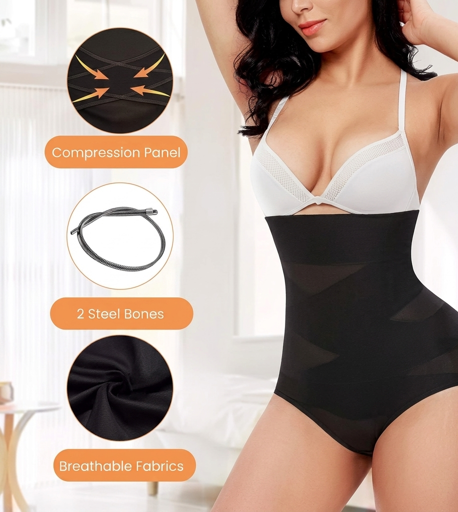 High Waisted Tummy Control Shapewear Panty – X Shape Waist Trainer & Butt Lifter