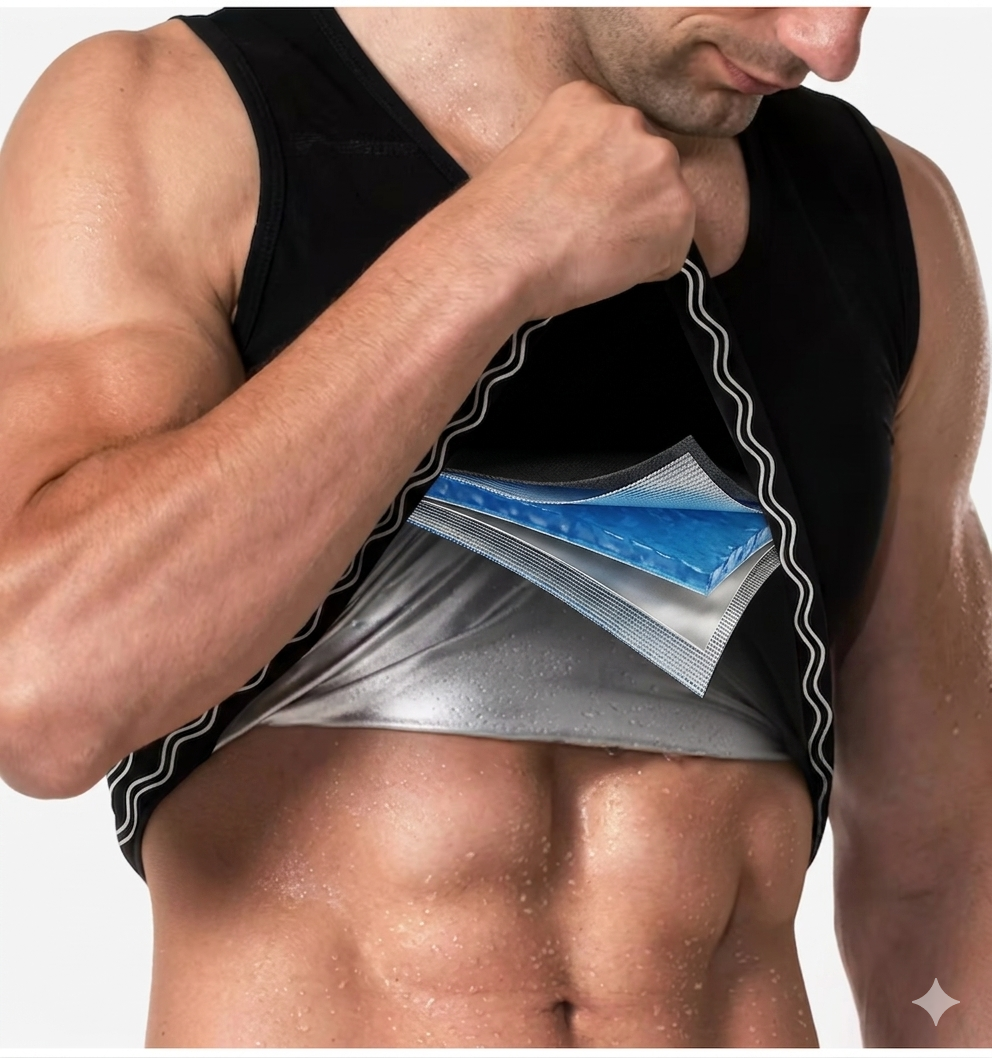 SHAPERMINT Sauna Shirt for Men, Short Sleeve Sauna Sweat Body Shaper Mens Sauna Vest Gym Exercise Tank Top