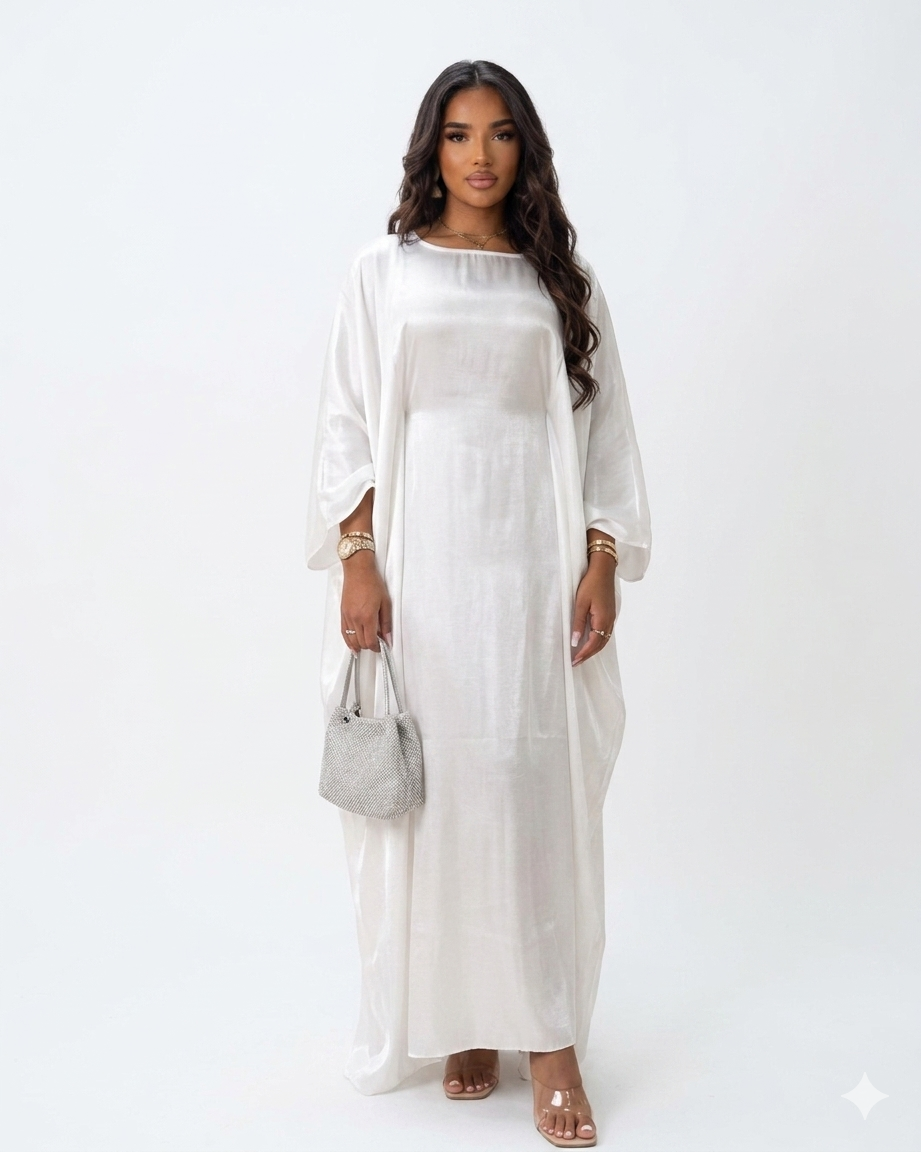 Women’s Free Size Glitter Kaftan Dress – Batwing Sleeve Dubai Style Islamic Maxi Dress