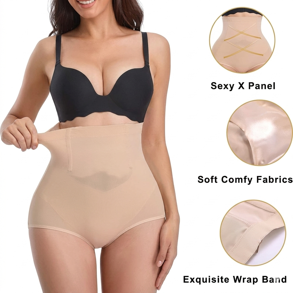 High Waisted Tummy Control Shapewear Panty – X Shape Waist Trainer & Butt Lifter
