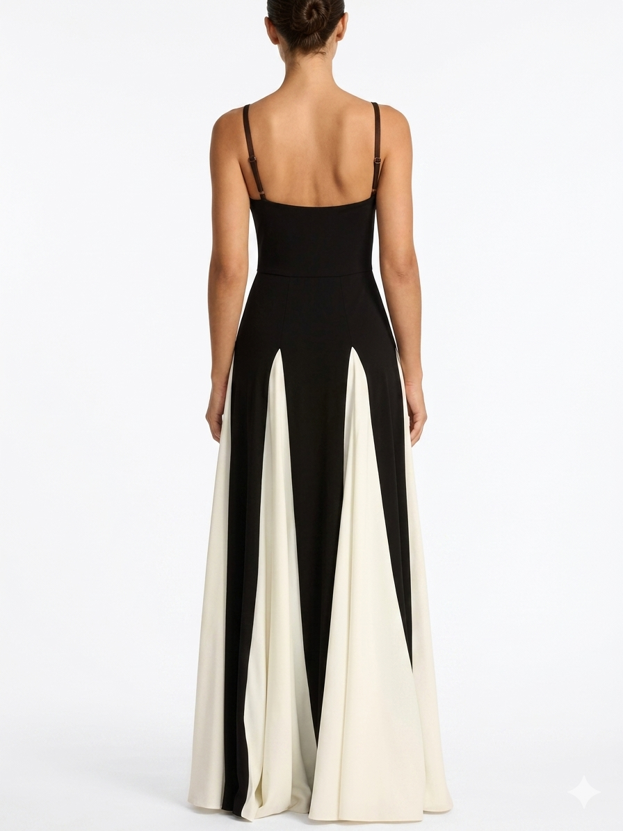 Women’s Elegant Floor-Length Evening Gown – Splice Slip Maxi Dress for Formal Occasions
