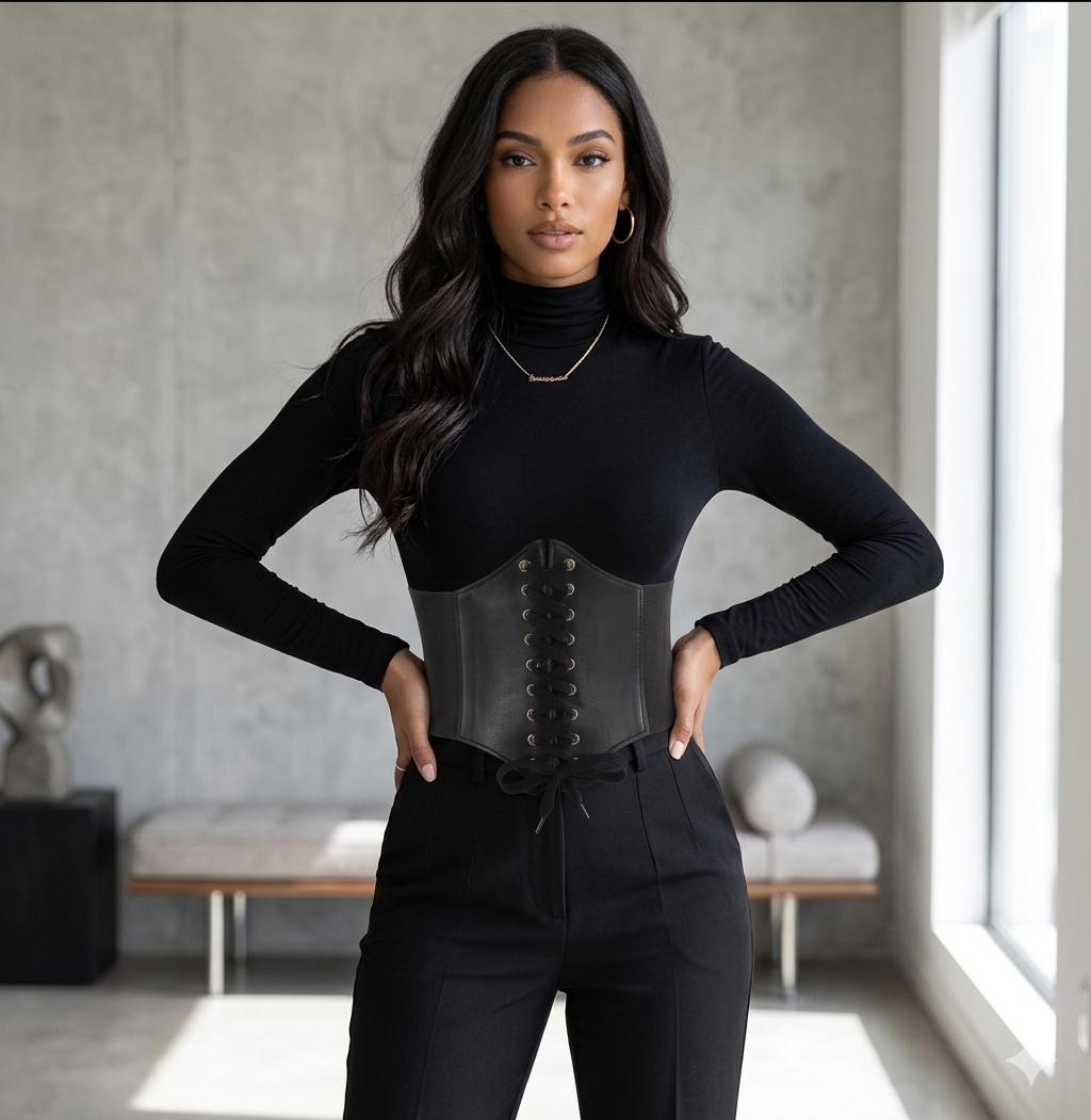 Women’s Waist Trainer Corset Belt – High Waist Leather Body Shaper Bustier Belt