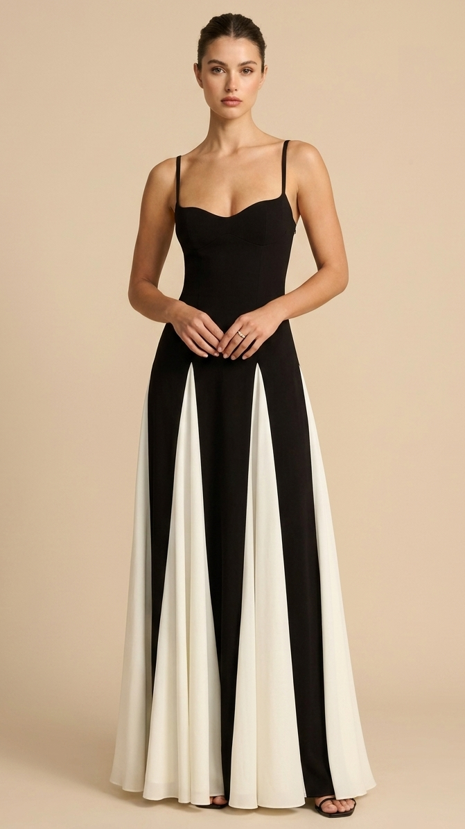 Women’s Elegant Floor-Length Evening Gown – Splice Slip Maxi Dress for Formal Occasions