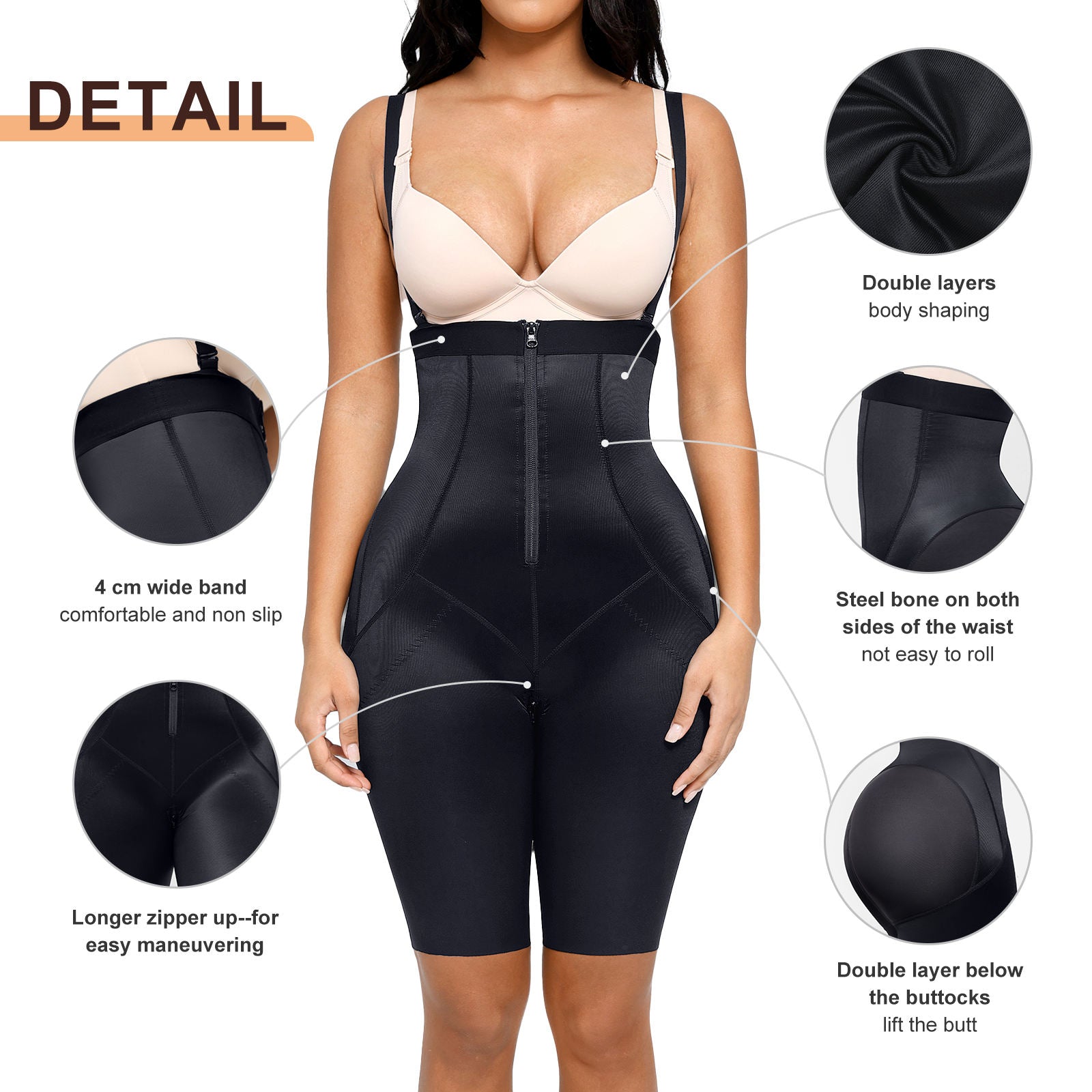 High Compression Body Shaper Shapewear – Seamless Tummy Control Bodysuit Waist Trainer for Women