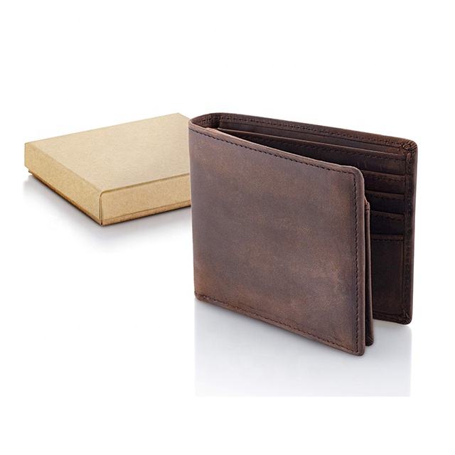 OEM & ODM Vintage RFID Cow Leather Minimalist Wallet for Men