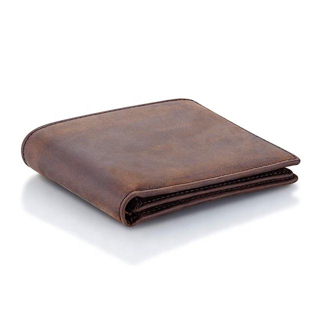 OEM & ODM Vintage RFID Cow Leather Minimalist Wallet for Men