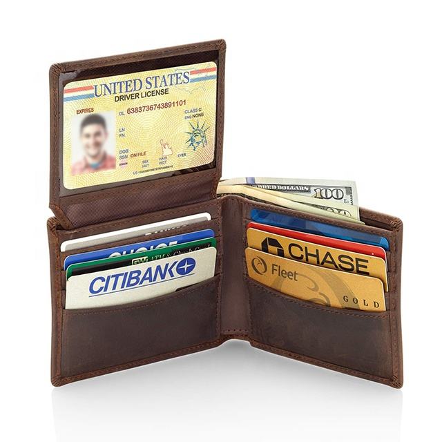 OEM & ODM Vintage RFID Cow Leather Minimalist Wallet for Men