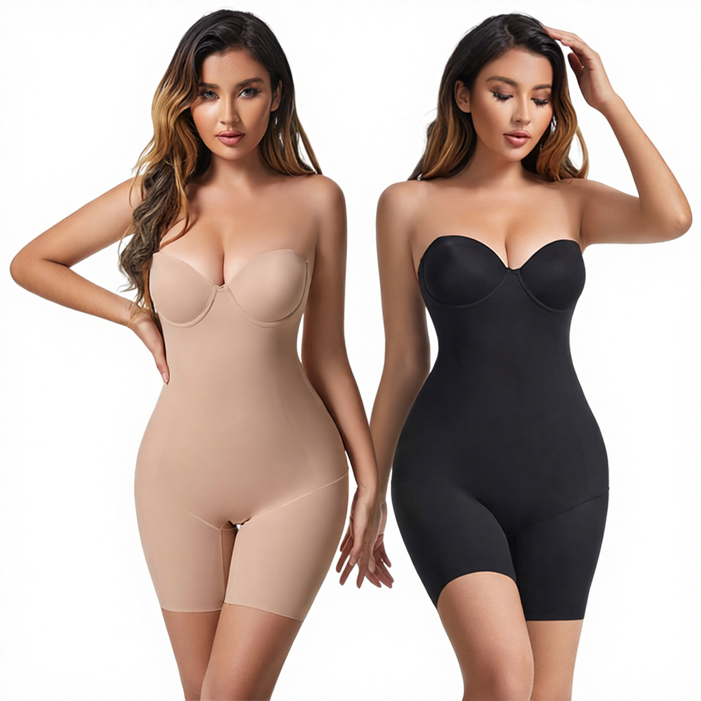 Bra-Free Shapewear Bodysuit – Seamless Nylon Tummy Control Innerwear