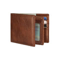 Men’s Handmade Genuine Leather RFID Anti-Theft Zipper Wallet with Flip ID Window
