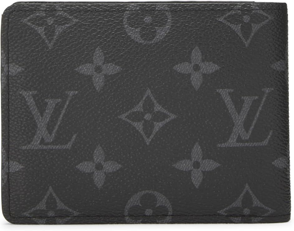 Louis Vuitton wallet with monogram pattern on a black background