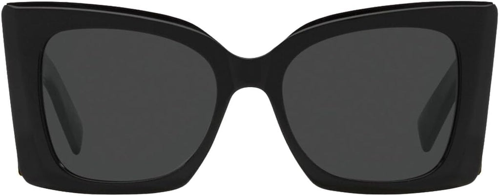 Matte black oversized square sunglasses with dark gray lenses, shown from a front-facing perspective on a solid white background.