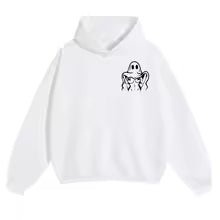 Ghost Graphic Hoodie – Spooky Streetwear Sweatshirt, Black & White Unisex Pullover