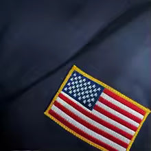 American Flag Quarter Zip Pullover – Casual USA Flag Patch Sweatshirt, Navy & White