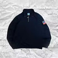 American Flag Quarter Zip Pullover – Casual USA Flag Patch Sweatshirt, Navy & White