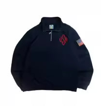 USA Quarter Zip Pullover – American Flag Graphic Sweatshirt, Navy & White Patriotic Casual Top