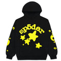 Sp5der Black and Yellow Star hoodie with onyx yellow accents, featuring streetwear style and bold star graphic from THE EA STORE.