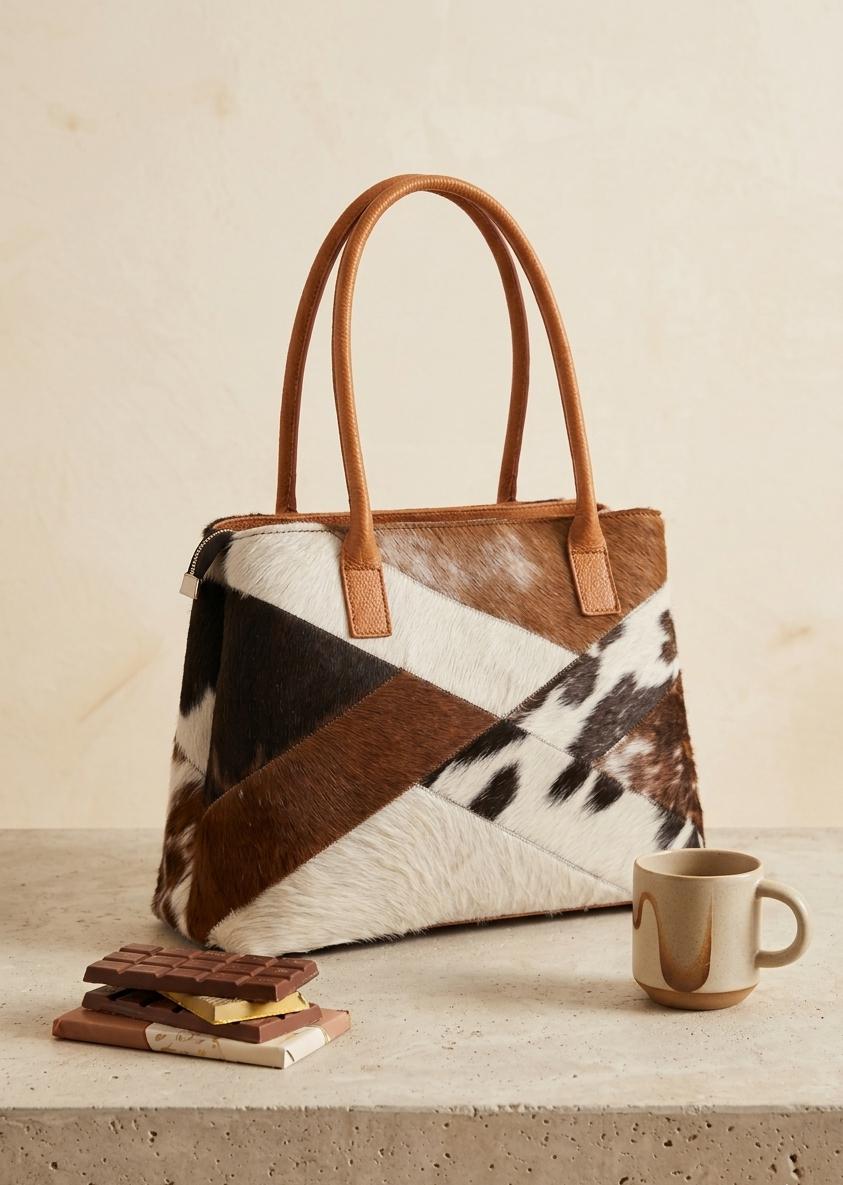 The Mosaic Cowhide Tote – 100% Pure Leather Luxury