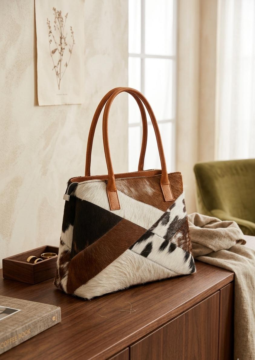The Mosaic Cowhide Tote – 100% Pure Leather Luxury