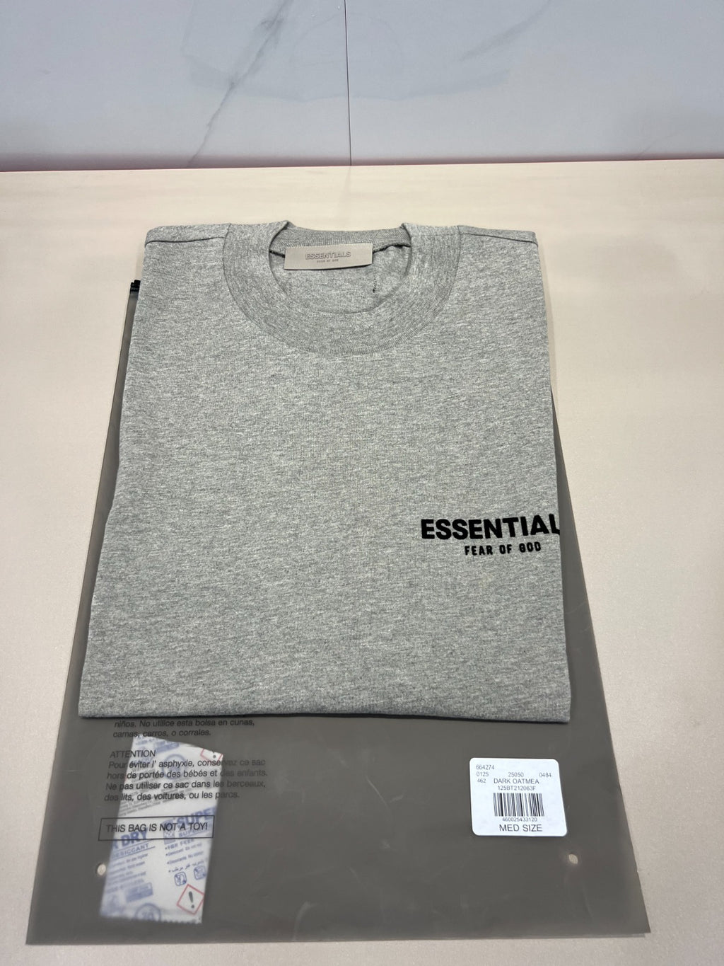 Fear of God Essentials Back Logo Tee Heather Grey Short Sleeve T-Shirt