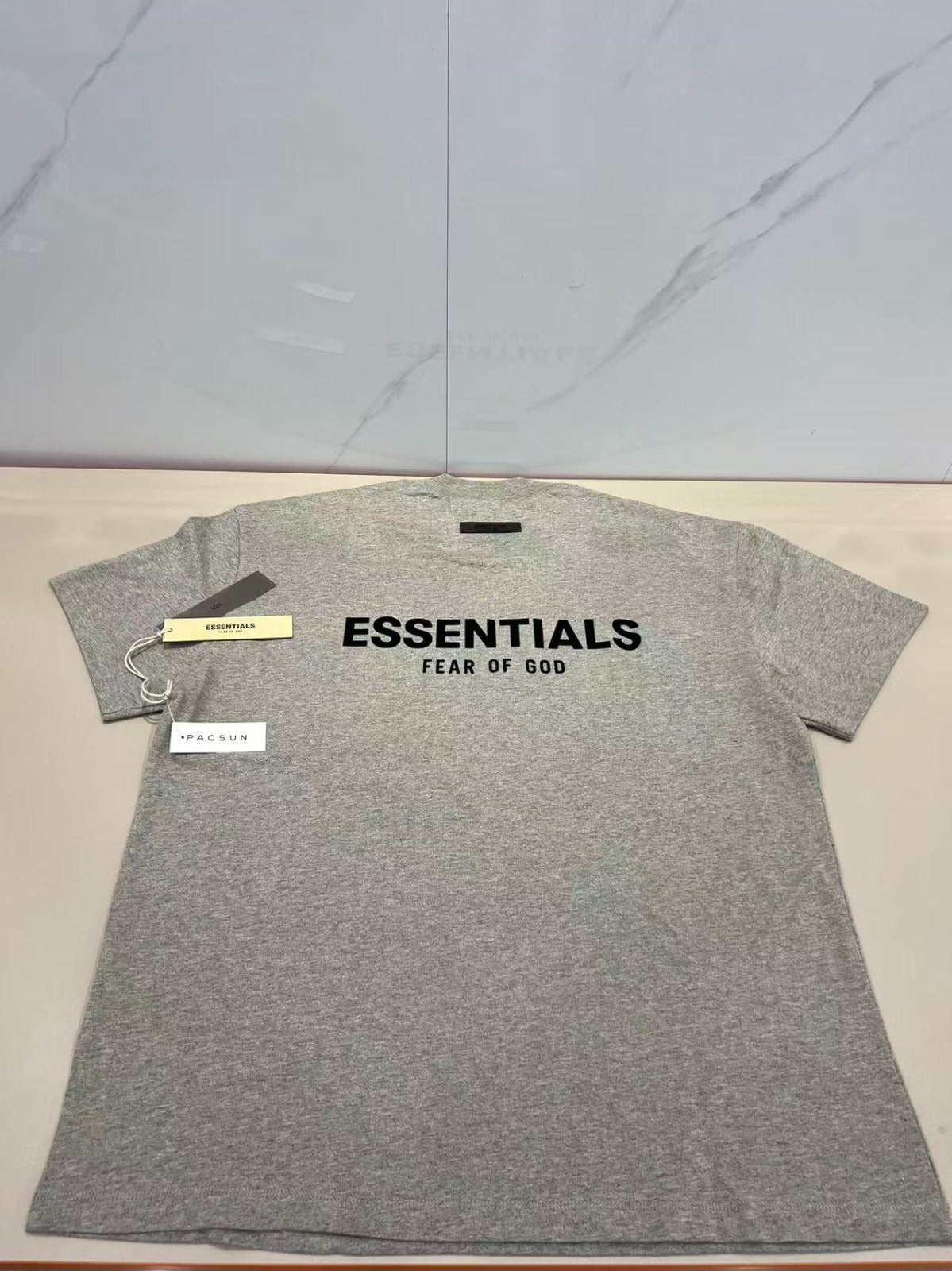 Fear of God Essentials Back Logo Tee Heather Grey Short Sleeve T-Shirt