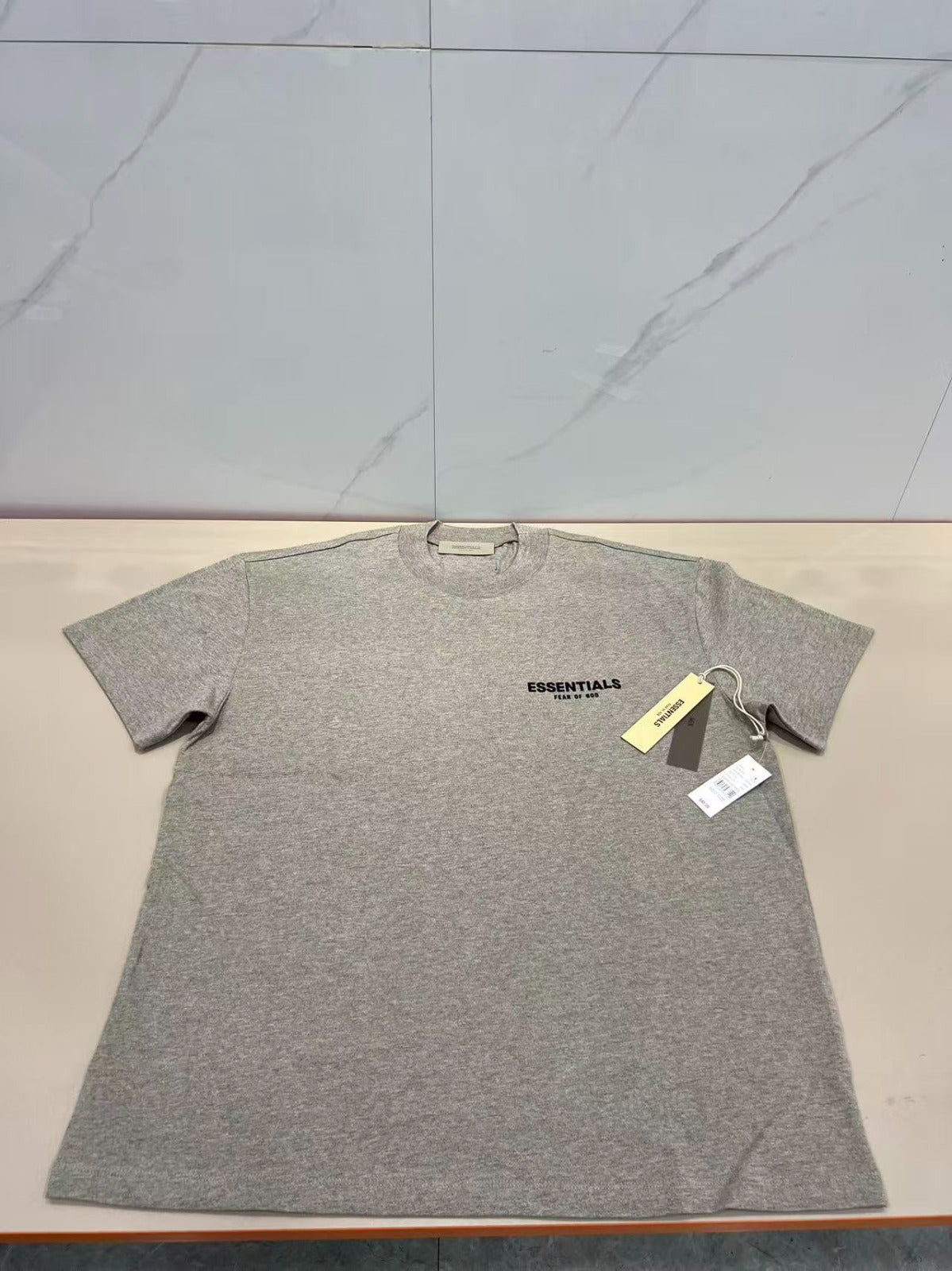 Fear of God Essentials Back Logo Tee Heather Grey Short Sleeve T-Shirt